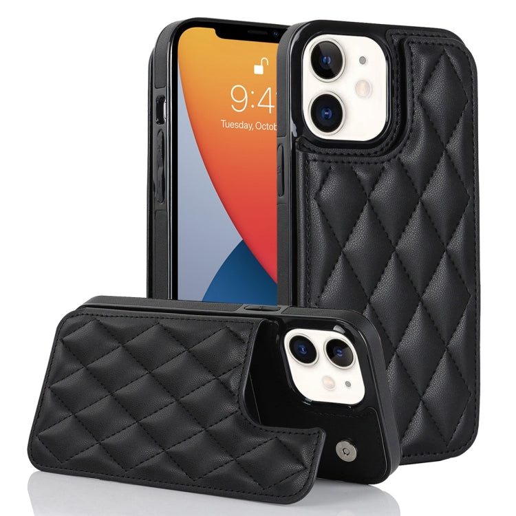 Double Buckle Rhombic PU Leather Phone Case, For iPhone 13 Pro, For iPhone 13 Pro Max, For iPhone 12, For iPhone 12 mini, For iPhone 12 Pro, For iPhone 12 Pro Max