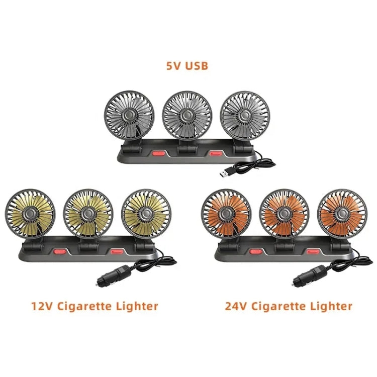 F4310 360-Degree Rotating Adjustable Car Three-Head Fan, F4310 USB Universal, F4310 12V Cigarette Lighter, F4310 24V Cigarette Lighter