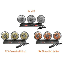 Load image into Gallery viewer, F4310 360-Degree Rotating Adjustable Car Three-Head Fan, F4310 USB Universal, F4310 12V Cigarette Lighter, F4310 24V Cigarette Lighter