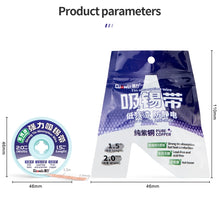 Load image into Gallery viewer, QianLi 1.5M x 2.0mm Low-residue Anti-static Pure Copper Strong Tin Absorption Wire, 1pcs, 5pcs