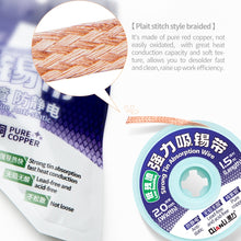 Load image into Gallery viewer, QianLi 1.5M x 2.0mm Low-residue Anti-static Pure Copper Strong Tin Absorption Wire, 1pcs, 5pcs