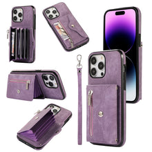 Load image into Gallery viewer, Zipper RFID Card Slot Phone Case with Short Lanyard, For iPhone 12 mini, For iPhone 12 / 12 Pro, For iPhone 12 Pro Max, For iPhone 11, For iPhone 11 Pro, For iPhone 11 Pro Max