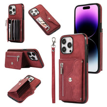 Load image into Gallery viewer, Zipper RFID Card Slot Phone Case with Short Lanyard, For iPhone 12 mini, For iPhone 12 / 12 Pro, For iPhone 12 Pro Max, For iPhone 11, For iPhone 11 Pro, For iPhone 11 Pro Max
