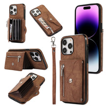 Load image into Gallery viewer, Zipper RFID Card Slot Phone Case with Short Lanyard, For iPhone 12 mini, For iPhone 12 / 12 Pro, For iPhone 12 Pro Max, For iPhone 11, For iPhone 11 Pro, For iPhone 11 Pro Max