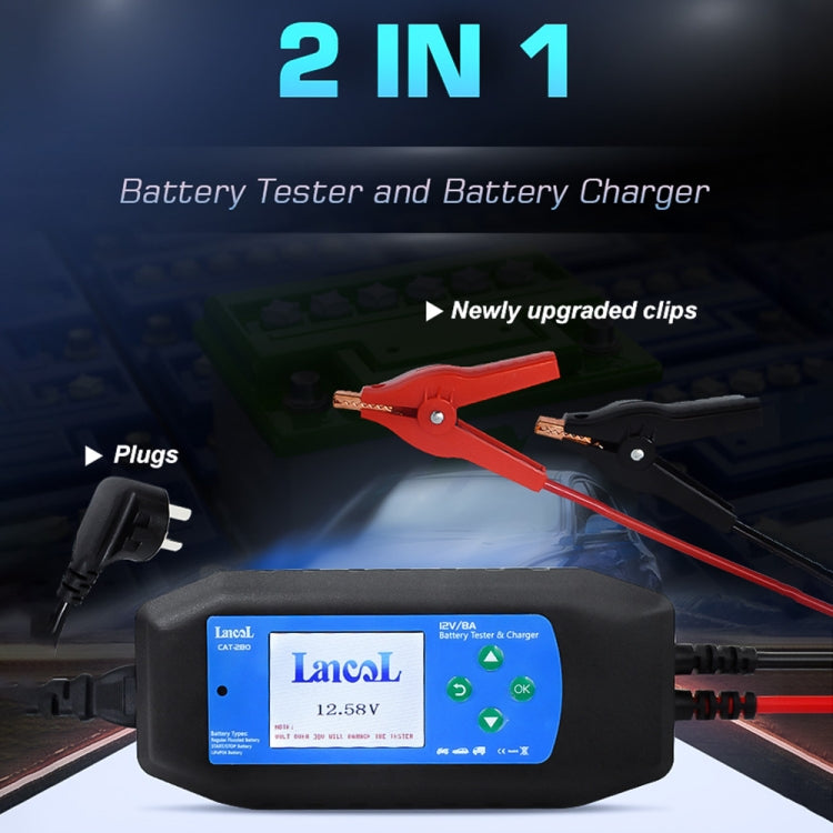 CAT-280 2 in 1 Car Battery Charger & Color Screen Battery Tester, EU Plug