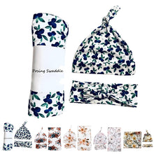 Load image into Gallery viewer, Newborn Baby Three-piece Swaddling Scarf  Cap Headband