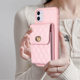 Vertical Wallet Rhombic Leather Phone Case, For iPhone 11, For iPhone 11 Pro, For iPhone 11 Pro Max, For iPhone X / XS, For iPhone XR, For iPhone XS Max, For iPhone SE 2022 / SE 2020 / 7 / 8, For iPhone 7 Plus / 8 Plus