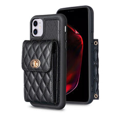 Load image into Gallery viewer, Vertical Wallet Rhombic Leather Phone Case, For iPhone 11, For iPhone 11 Pro, For iPhone 11 Pro Max, For iPhone X / XS, For iPhone XR, For iPhone XS Max, For iPhone SE 2022 / SE 2020 / 7 / 8, For iPhone 7 Plus / 8 Plus