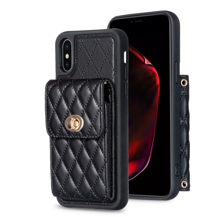 Vertical Wallet Rhombic Leather Phone Case, For iPhone 11, For iPhone 11 Pro, For iPhone 11 Pro Max, For iPhone X / XS, For iPhone XR, For iPhone XS Max, For iPhone SE 2022 / SE 2020 / 7 / 8, For iPhone 7 Plus / 8 Plus