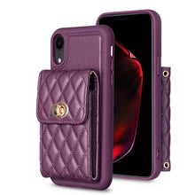 Load image into Gallery viewer, Vertical Wallet Rhombic Leather Phone Case, For iPhone 11, For iPhone 11 Pro, For iPhone 11 Pro Max, For iPhone X / XS, For iPhone XR, For iPhone XS Max, For iPhone SE 2022 / SE 2020 / 7 / 8, For iPhone 7 Plus / 8 Plus