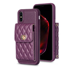 Load image into Gallery viewer, Vertical Wallet Rhombic Leather Phone Case, For iPhone 11, For iPhone 11 Pro, For iPhone 11 Pro Max, For iPhone X / XS, For iPhone XR, For iPhone XS Max, For iPhone SE 2022 / SE 2020 / 7 / 8, For iPhone 7 Plus / 8 Plus