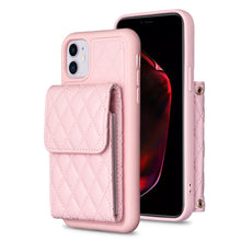 Load image into Gallery viewer, Vertical Wallet Rhombic Leather Phone Case, For iPhone 11, For iPhone 11 Pro, For iPhone 11 Pro Max, For iPhone X / XS, For iPhone XR, For iPhone XS Max, For iPhone SE 2022 / SE 2020 / 7 / 8, For iPhone 7 Plus / 8 Plus