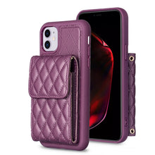 Load image into Gallery viewer, Vertical Wallet Rhombic Leather Phone Case, For iPhone 11, For iPhone 11 Pro, For iPhone 11 Pro Max, For iPhone X / XS, For iPhone XR, For iPhone XS Max, For iPhone SE 2022 / SE 2020 / 7 / 8, For iPhone 7 Plus / 8 Plus