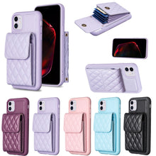 Load image into Gallery viewer, Vertical Wallet Rhombic Leather Phone Case, For iPhone 11, For iPhone 11 Pro, For iPhone 11 Pro Max, For iPhone X / XS, For iPhone XR, For iPhone XS Max, For iPhone SE 2022 / SE 2020 / 7 / 8, For iPhone 7 Plus / 8 Plus