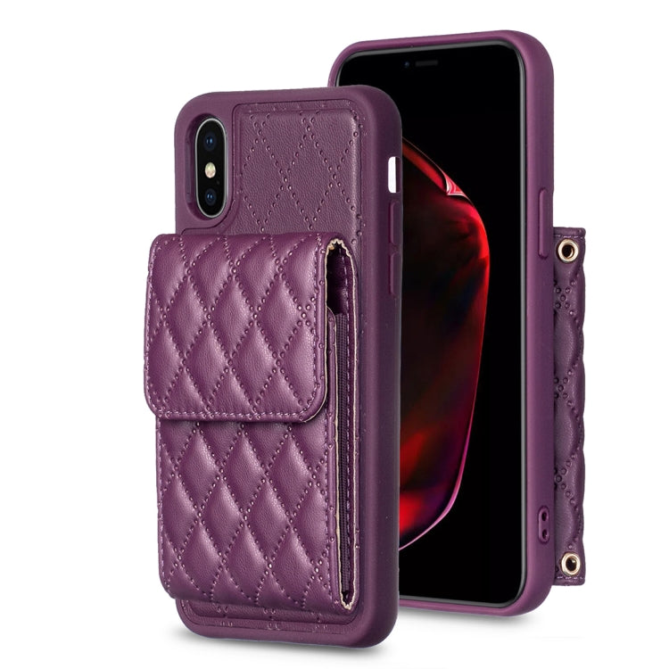 Vertical Wallet Rhombic Leather Phone Case, For iPhone 11, For iPhone 11 Pro, For iPhone 11 Pro Max, For iPhone X / XS, For iPhone XR, For iPhone XS Max, For iPhone SE 2022 / SE 2020 / 7 / 8, For iPhone 7 Plus / 8 Plus