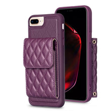 Load image into Gallery viewer, Vertical Wallet Rhombic Leather Phone Case, For iPhone 11, For iPhone 11 Pro, For iPhone 11 Pro Max, For iPhone X / XS, For iPhone XR, For iPhone XS Max, For iPhone SE 2022 / SE 2020 / 7 / 8, For iPhone 7 Plus / 8 Plus