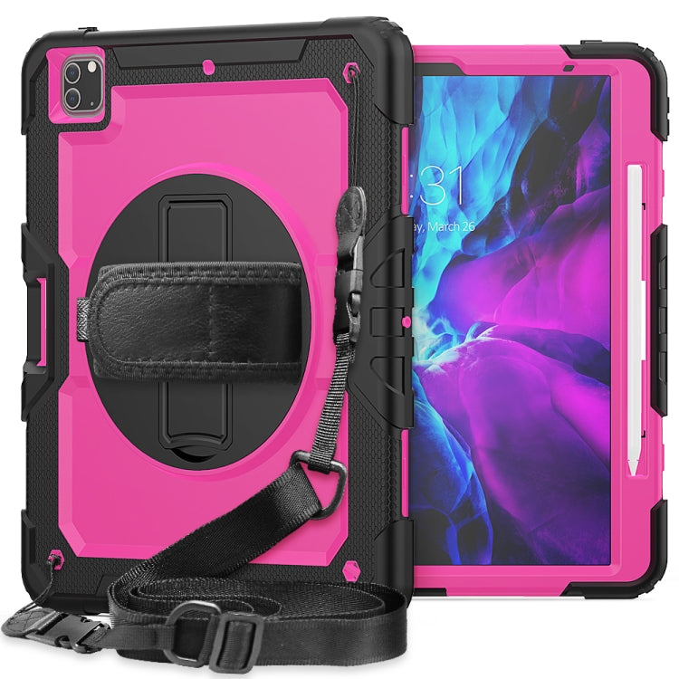 Shockproof Colorful Silicone + PC Protective Case with Holder & Shoulder Strap & Hand Strap & Pen Slot, For iPad Pro 12.9 (2020)