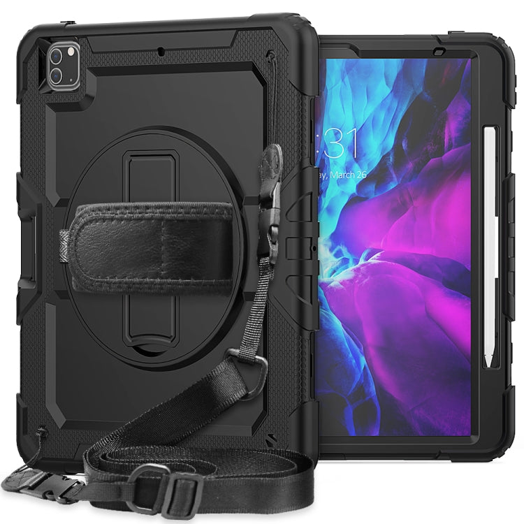 Shockproof Colorful Silicone + PC Protective Case with Holder & Shoulder Strap & Hand Strap & Pen Slot, For iPad Pro 12.9 (2020)