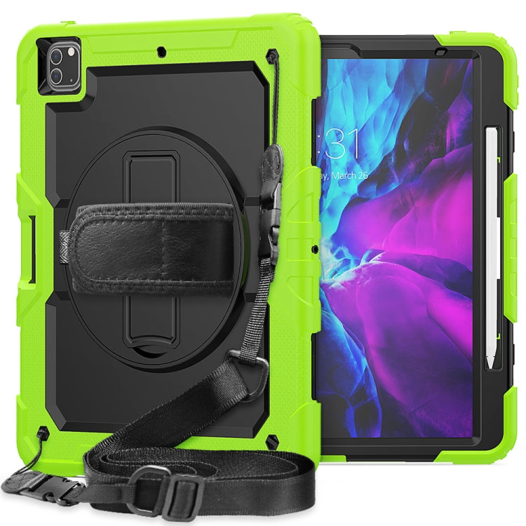 Shockproof Colorful Silicone + PC Protective Case with Holder & Shoulder Strap & Hand Strap & Pen Slot, For iPad Pro 12.9 (2020)