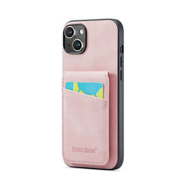 Fierre Shann Crazy Horse Card Holder Back Cover PU Phone Case, For iPhone 14, For iPhone 14 Plus, For iPhone 14 Pro, For iPhone 14 Pro Max, For iPhone 13, For iPhone 13 Pro, For iPhone 13 Pro Max, For iPhone 12 / 12 Pro