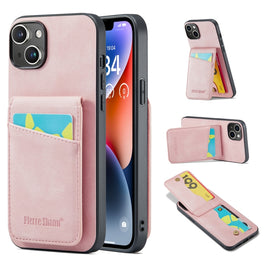Fierre Shann Crazy Horse Card Holder Back Cover PU Phone Case, For iPhone 14, For iPhone 14 Plus, For iPhone 14 Pro, For iPhone 14 Pro Max, For iPhone 13, For iPhone 13 Pro, For iPhone 13 Pro Max, For iPhone 12 / 12 Pro