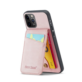 Fierre Shann Crazy Horse Card Holder Back Cover PU Phone Case, For iPhone 12 Pro Max, For iPhone SE 2022 / 2020 / 7 / 8