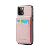 Fierre Shann Crazy Horse Card Holder Back Cover PU Phone Case, For iPhone 12 Pro Max, For iPhone SE 2022 / 2020 / 7 / 8