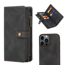 Load image into Gallery viewer, Zipper Wallet Magnetic Detachable Leather Phone Case