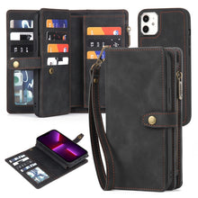 Load image into Gallery viewer, Zipper Wallet Magnetic Detachable Leather Phone Case
