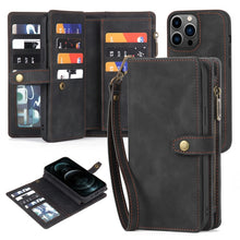 Load image into Gallery viewer, Zipper Wallet Magnetic Detachable Leather Phone Case