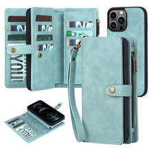 Load image into Gallery viewer, Zipper Wallet Magnetic Detachable Leather Phone Case