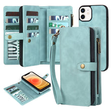 Load image into Gallery viewer, Zipper Wallet Magnetic Detachable Leather Phone Case