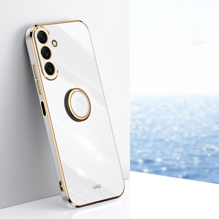 XINLI Straight Edge 6D Electroplate TPU Phone Case with Ring Holder, For Samsung Galaxy A05, For Samsung Galaxy A05s, For Samsung Galaxy M34 5G, For Samsung Galaxy A25 5G, For Samsung Galaxy S23 FE 5G, For Samsung Galaxy M54 5G