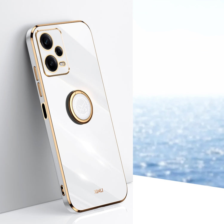 XINLI Straight Edge 6D Electroplate TPU Phone Case with Ring Holder, For Xiaomi Civi 3 5G, For Xiaomi Poco C55 4G, For Xiaomi Redmi Note 12 5G Global