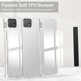 3-fold Clear TPU Smart Leather Tablet Case, For Xiaomi Pad 6 / 6 Pro