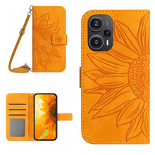 Load image into Gallery viewer, Skin Feel Sun Flower Embossed Flip Leather Phone Case with Lanyard, For Xiaomi Redmi 12 5G, For Xiaomi 13T / 13T Pro, For Xiaomi Redmi 12 4G Global, For Xiaomi Poco F5