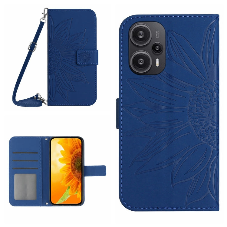 Skin Feel Sun Flower Embossed Flip Leather Phone Case with Lanyard, For Xiaomi Redmi 12 5G, For Xiaomi 13T / 13T Pro, For Xiaomi Redmi 12 4G Global, For Xiaomi Poco F5