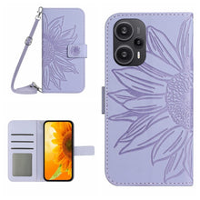 Load image into Gallery viewer, Skin Feel Sun Flower Embossed Flip Leather Phone Case with Lanyard, For Xiaomi Redmi 12 5G, For Xiaomi 13T / 13T Pro, For Xiaomi Redmi 12 4G Global, For Xiaomi Poco F5