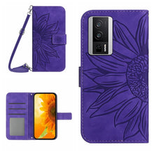 Load image into Gallery viewer, Skin Feel Sun Flower Embossed Flip Leather Phone Case with Lanyard, For Xiaomi Poco F5 Pro, For Xiaomi Redmi Note 12S