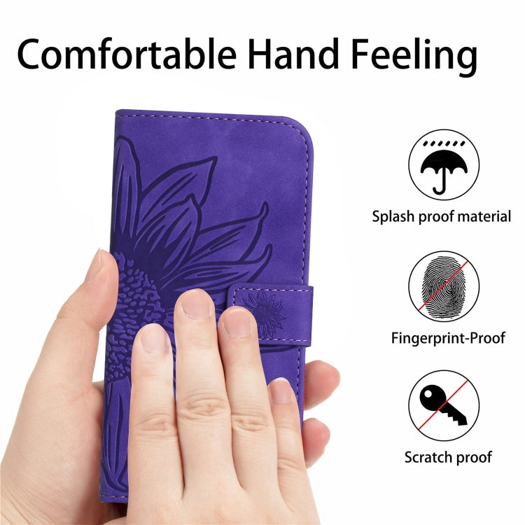 Skin Feel Sun Flower Embossed Flip Leather Phone Case with Lanyard, For Xiaomi Poco F5 Pro, For Xiaomi Redmi Note 12S