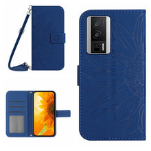 Load image into Gallery viewer, Skin Feel Sun Flower Embossed Flip Leather Phone Case with Lanyard, For Xiaomi Poco F5 Pro, For Xiaomi Redmi Note 12S