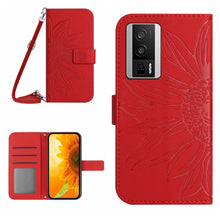 Load image into Gallery viewer, Skin Feel Sun Flower Embossed Flip Leather Phone Case with Lanyard, For Xiaomi Poco F5 Pro, For Xiaomi Redmi Note 12S