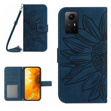 Load image into Gallery viewer, Skin Feel Sun Flower Embossed Flip Leather Phone Case with Lanyard, For Xiaomi Poco F5 Pro, For Xiaomi Redmi Note 12S