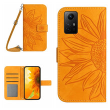Load image into Gallery viewer, Skin Feel Sun Flower Embossed Flip Leather Phone Case with Lanyard, For Xiaomi Poco F5 Pro, For Xiaomi Redmi Note 12S