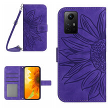 Load image into Gallery viewer, Skin Feel Sun Flower Embossed Flip Leather Phone Case with Lanyard, For Xiaomi Poco F5 Pro, For Xiaomi Redmi Note 12S