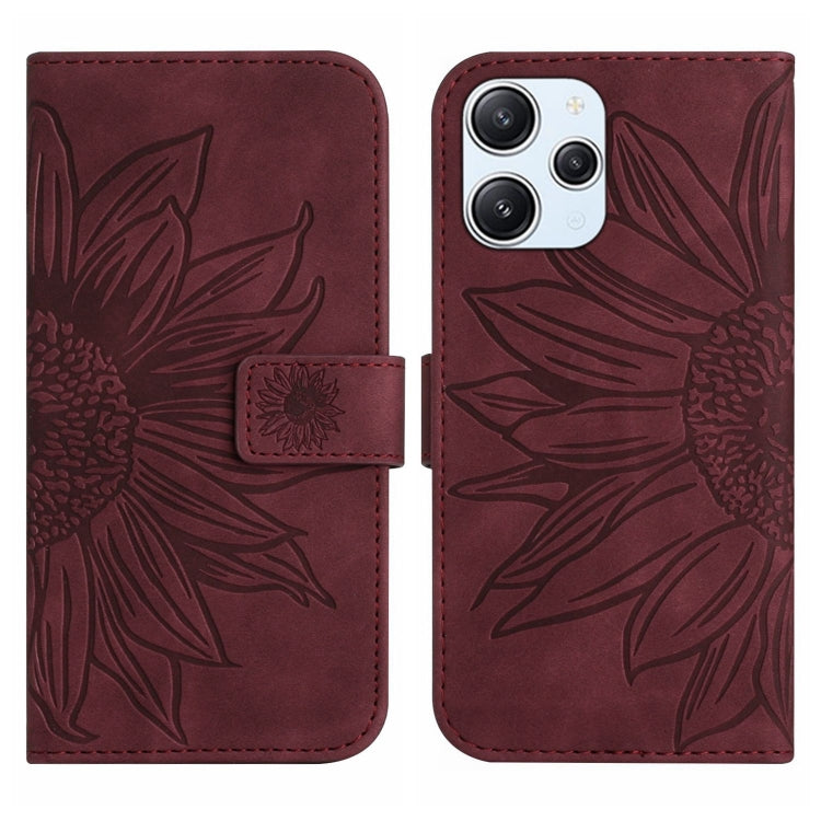 Skin Feel Sun Flower Embossed Flip Leather Phone Case with Lanyard, For Xiaomi Redmi 12 5G, For Xiaomi 13T / 13T Pro, For Xiaomi Redmi 12 4G Global, For Xiaomi Poco F5