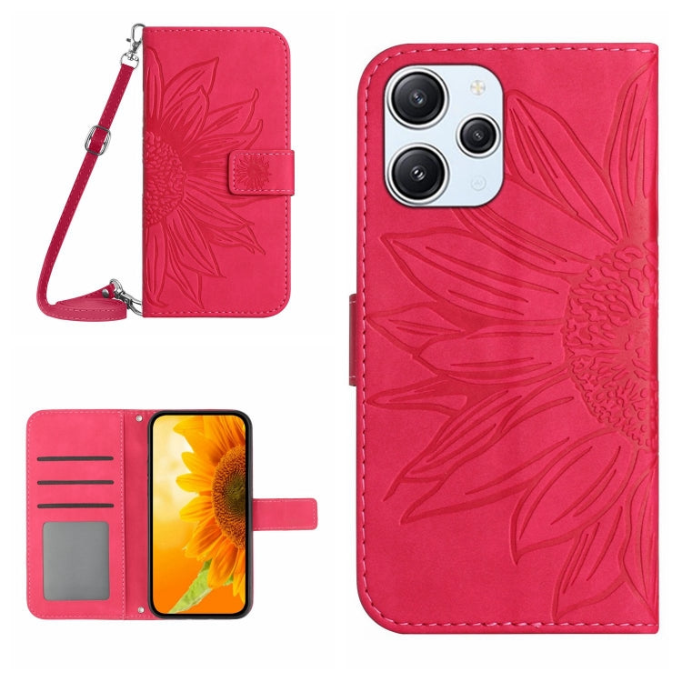 Skin Feel Sun Flower Embossed Flip Leather Phone Case with Lanyard, For Xiaomi Redmi 12 5G, For Xiaomi 13T / 13T Pro, For Xiaomi Redmi 12 4G Global, For Xiaomi Poco F5