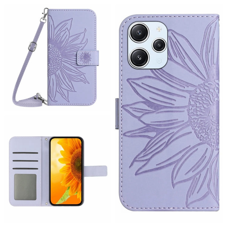 Skin Feel Sun Flower Embossed Flip Leather Phone Case with Lanyard, For Xiaomi Redmi 12 5G, For Xiaomi 13T / 13T Pro, For Xiaomi Redmi 12 4G Global, For Xiaomi Poco F5
