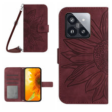 Load image into Gallery viewer, Skin Feel Sun Flower Embossed Flip Leather Phone Case with Lanyard, For Xiaomi 14 Ultra, For Xiaomi 14 Pro, For Xiaomi 14, For Xiaomi Redmi 13C 4G