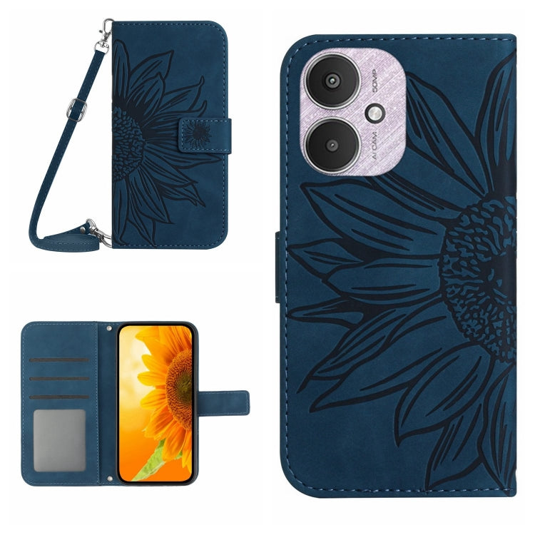 Skin Feel Sun Flower Embossed Flip Leather Phone Case with Lanyard, For Xiaomi Redmi 13 4G Global / 5G Global, For Xiaomi Redmi A3, For Xiaomi Redmi Note 13 4G Global, For Xiaomi Redmi 13C 5G